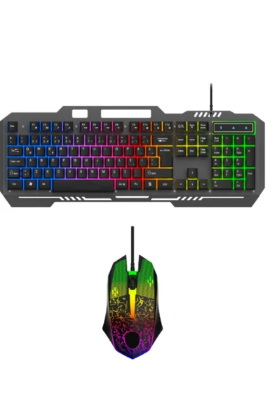 ATAsoft ELEKTRONİK Since 2021 Bkb9 Rainbow Rgb Mekanik 105 Tuşlu Rgb Led Işıklı Kablolu Oyun Klavyesi Mouse ürün görseli 1