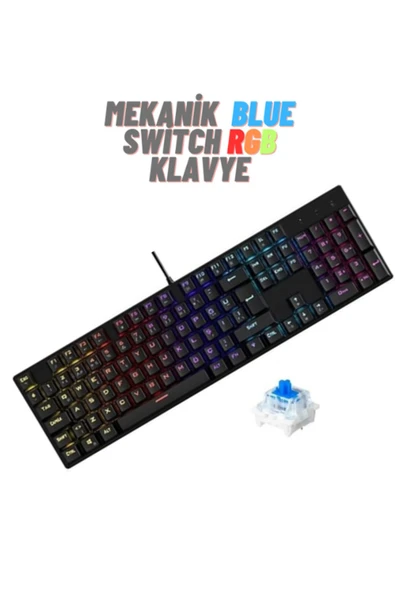 ATAsoft ELEKTRONİK Since 2021 Rgb Kırmızı Switch Q Gaming Tam Mekanik Kablolu Oyuncu Klavyesi Bkb4 ürün görseli 1