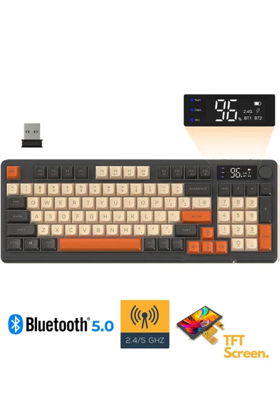 Sarftech Freewolf M96 2.4g Bt5.0 Çift Bağlantılı Tft Led Ekranlı Reinbow Gaming Oyuncu Klavye ürün görseli 1