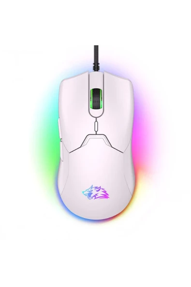 ATAsoft ELEKTRONİK Since 2021 M6 Yazılımlı Rgb Işıklı 7200 Dpı Kablolu Beyaz Oyuncu Mouse ürün görseli 1