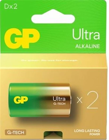 GP G-Tech LR20 Büyük Boy Ultra Alkalin Pil 2'li Paket GP13AU-U2 D Boy ürün görseli 1