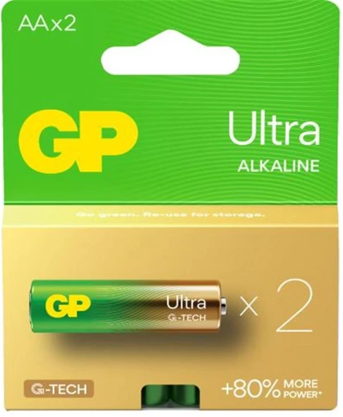 GP G-Tech LR6 AA Boy Ultra Alkalin Kalem Pil 2'li Paket GP15AU-U2 ürün görseli 1