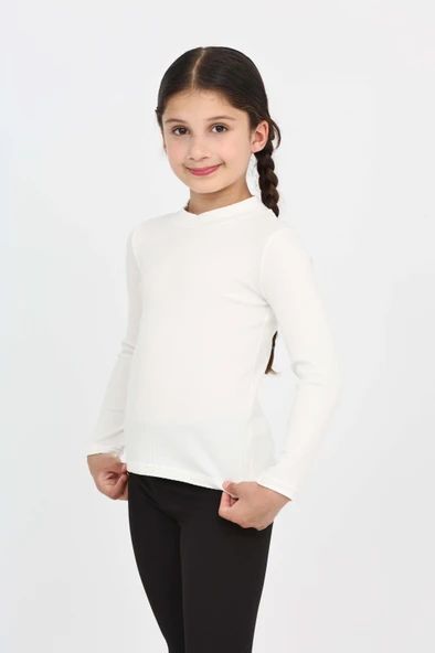 Toontoy Kız Çocuk Bisiklet Yaka Uzun Kollu Tişört ürün görseli 1