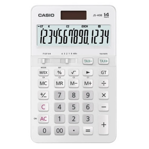 Casio JS-40B-WE Beyaz Profesyonel 14 Hane Masa Üstü Hesap Makinesi ürün görseli 1