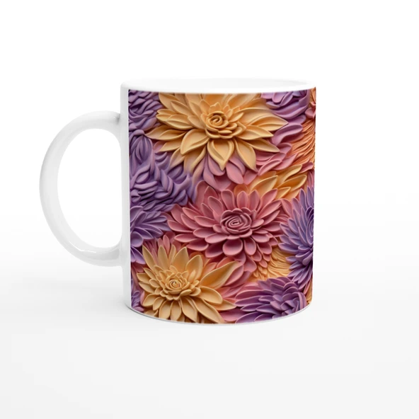 Pastel Bahar Dokulu Çiçek Desenli Kupa Bardak ürün görseli 1