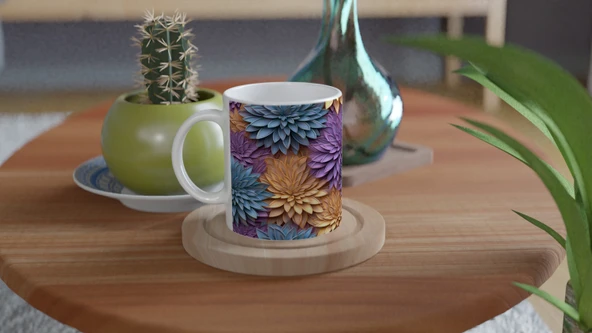 Pastel Çiçek Bahçesi Kupa Bardak - Resim 4