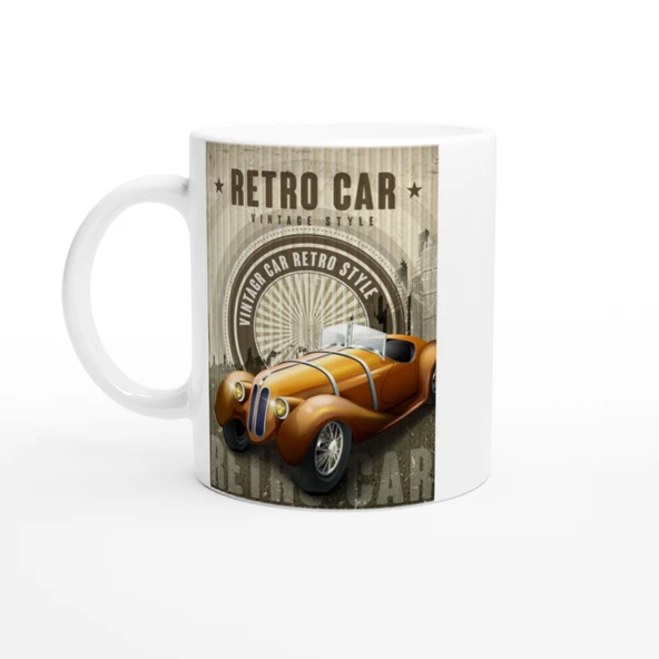 Retro Araba Işıltılı Vintage Tarz Kupa Bardak ürün görseli 1