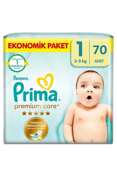 Prima Bebek Bezi Premium Care 1 Beden 70 Adet Yenidoğan Jumbo Paket ürün görseli 1