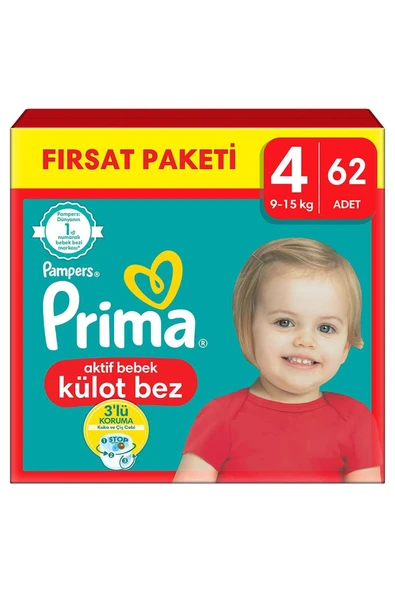 Prima Külot Bez, 4 Numara Bebek Bezi , 62 Adet, Fırsat Paketi ürün görseli 1