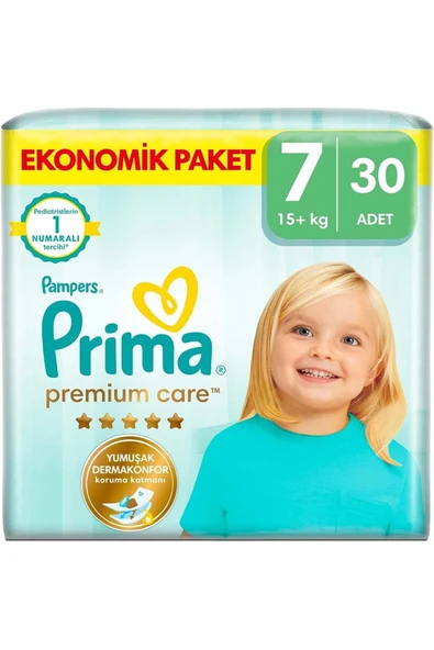 Prima Premium Care Bebek Bezi Beden:7 (15 KG) Xxx Large 30 Adet Ekonomik Pk ürün görseli 1