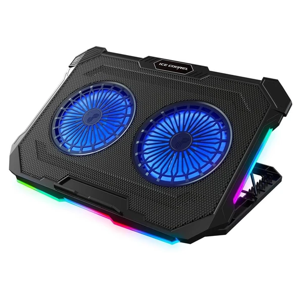 Rampage Sirius S46 15"-17" RGB Işıklı 2 Fanlı Yükseklik Ayarlı 125-125-15 2 USB Port Notebook Soğutu ürün görseli 1