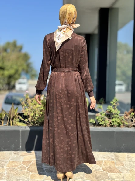 Misswhence Gül Detaylı İpek Elbise 36800 - Resim 4