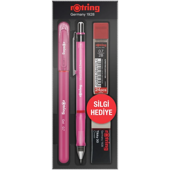 ROTRİNG VERSATİL KALEM + JEL KALEM VİSUCLİCK 0.7MM SİLGİ UÇ KIRTASİYE SETİ PEMBE 5727 ürün görseli 1