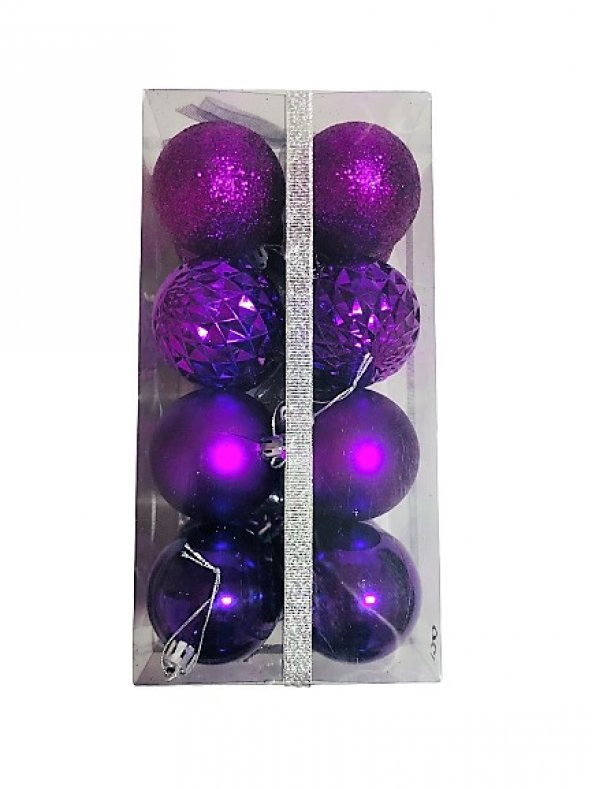 YILBAŞI MOR TOP AĞAÇ SÜSÜ 5 CM KARMA SET 16LI ürün görseli 1