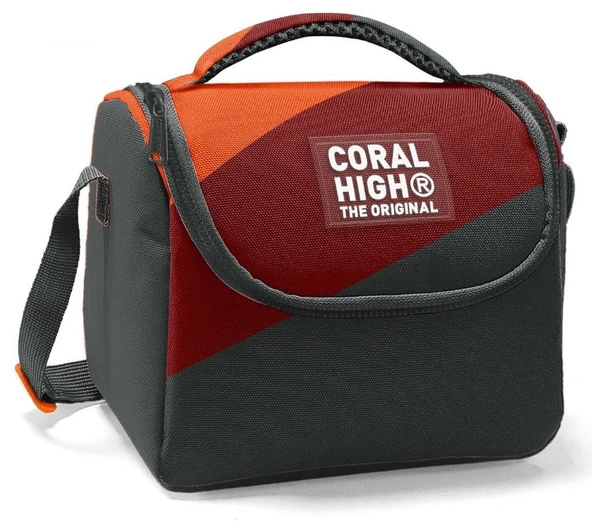 Coral High İlkokul Erkek Çocuk Okul Beslenme Çantası, Turuncu Bordo Gri Renkli, Termoslu (Isı Yalıtımlı) ürün görseli 1