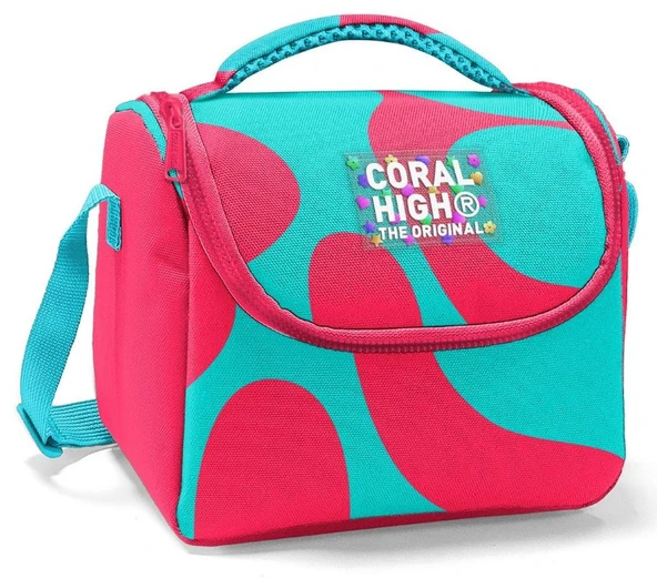 Coral High Thermo Beslenme Çantası - Kız Çocuk, Kırmızı Turkuaz Renkli Çizgili ürün görseli 1