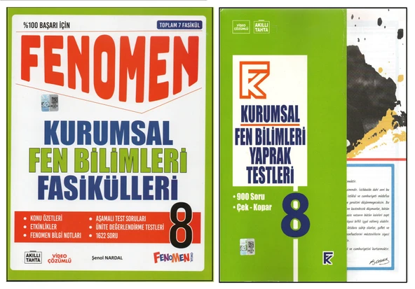 FENOMEN 8.SINIF KURUMSAL FASİKÜLLERİ+KURMAY KURUMSAL FEN BİLİMLERİ YAPRAK TEST (2 KİTAP) ürün görseli 1