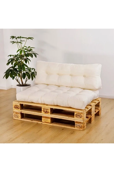 beyzima Bahçe&balkon Palet Üstü Sırt Dayamalı Özel Dolgulu Kaliteli Yer Minderi 120x80cm ürün görseli 1