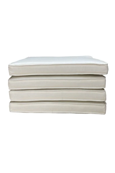 beyzima Koton Krem Fitilli 53x46 Cm Sandalye Ölçüsüne Uygundur. 4 Parça Sandalye Koltuk Minder Seti ürün görseli 1