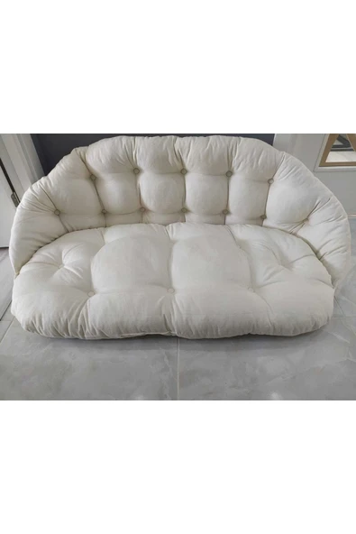 Makrome Çift Kişilik Oval Salıncak Minderi Büyük Boy Krem ürün görseli 1