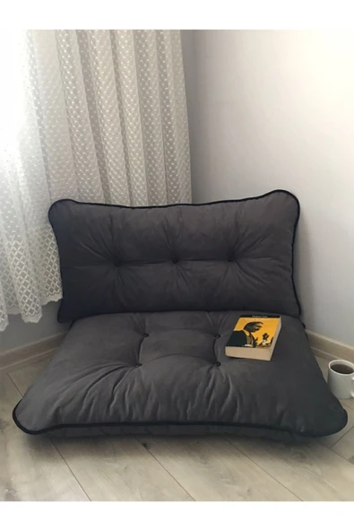 Lavinia Puf Puf Petek Önü Palet Yer Minderi Ikili Takım Antrasit 70x100cm ürün görseli 1