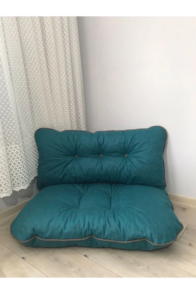 Lavinia Puf Petek Önü Palet Yer Minderi Ikili Takım Petrol Mavisi ürün görseli 1