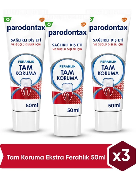 Parodontax Tam Koruma Ferahlık Beyazlatıcı Florürlü Diş Macunu 50 ml 3 Adet ürün görseli 1