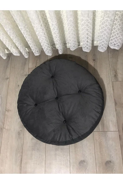 beyzima   Yuvarlak Antrasit Yer Minderi 60x60 ürün görseli 1