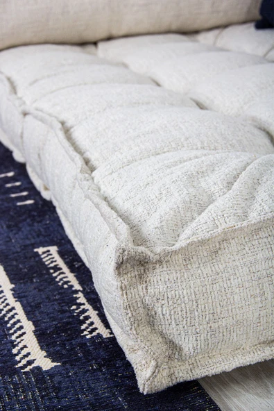 Beyzima Sofa Buklet Kapitoneli Yer-sedir Minderi - Beyaz - Resim 4