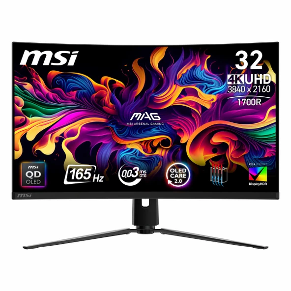 MSI MAG 321CUP QD-OLED 31.5" 165Hz 0.03Ms HDMI+DP+USB-C HDR UHD G-Sync OLED Curved Vesa Monitör ürün görseli 1