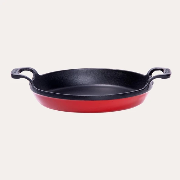 SÜREL DÖKÜM 22 CM YUVARLAK DÜZ SAHAN PARLAK KIRMIZI ürün görseli 1