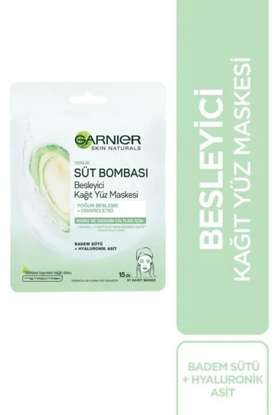Garnier Süt Bombası Besleyici Badem Sütü Kağıt Yüz Maskesi- ürün görseli 1