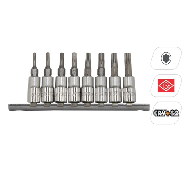 Ri̇co 8 Parça 1/4” Lokmalı Torx Bits Uç Seti Deli̇kli̇ ürün görseli 1