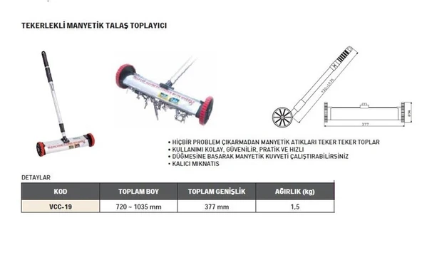 TEKERLEKLİ MANYETİK TALAŞ TOPLAYICI ürün görseli 1