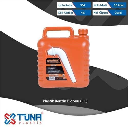 TUNA 304 PLASTİK BENZİN BİDONU 5 LT ürün görseli 1