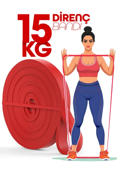 15KG Barfiks Lastiği Gym Resistance Band Antrenman Kas Geliştirme Bandı Kırmızı (Orta Sert) ürün görseli 1