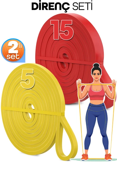 5 + 15 KG 2'li SET Barfiks Lastiği Gym Resistance Band Antrenman Kas Geliştirme Bandı ürün görseli 1