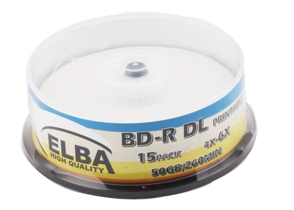 Elba Blu-Ray BD-R 6X 50GB 15Lİ Cake Box Prıntable ürün görseli 1