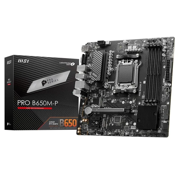 Msı Pro B650M-P 7200MHz (OC) DDR5 Soket AM5 M.2 HDMI DP VGA mATX Anakart ürün görseli 1