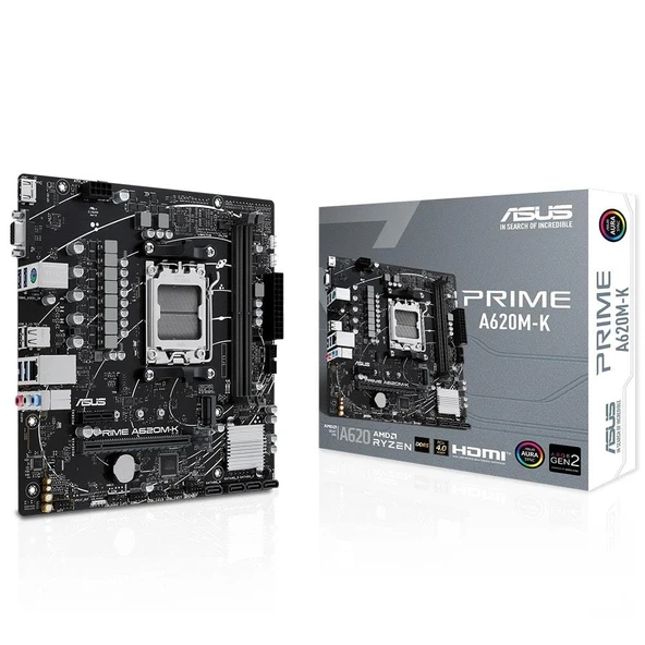 Asus Prime A620M-K 6400MHz (OC) DDR5 Soket AM5 M.2 HDMI VGA mATX Anakart ürün görseli 1