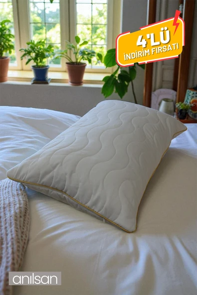 4 Adet Biyeli Kapitone Deluxe Pamuklu Fermuarlı Yastık Koruyucu Kılıf 50x70 cm ürün görseli 1