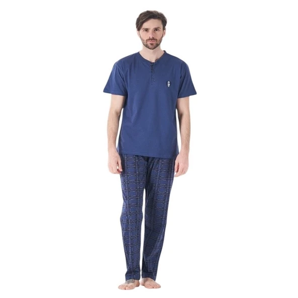 Estiva %100 Pamuk İnterlok Kısa Kol Erkek Pijama Takım ürün görseli 1