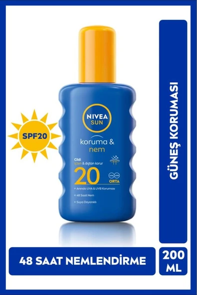 NİVEA SUN GÜNEŞ KORUYUCU VÜCUT SPREYİ, SPF20, ANINDA KORUMA, 48 SAAT NEMLENDİRİCİ ürün görseli 1