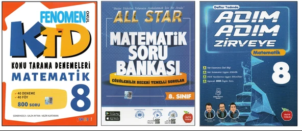 FENOMEN 8.SINIF MATEMATİK KTD+NEWTON ALL STAR MATEMATİK+NEWTON ADIM ADIM ZİRVEYE MATEMATİK (3 KİTAP) ürün görseli 1