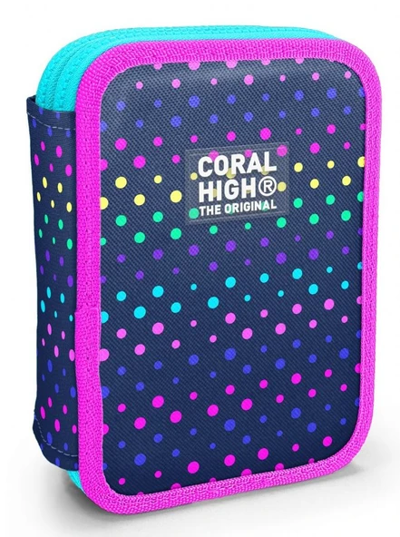 Coral High İki Katlı Düzenleyici Kalem Kutusu - Puantiyeli Lacivert, Kız Çocuk/Kadın, Puantiyeli Lacivert ürün görseli 1