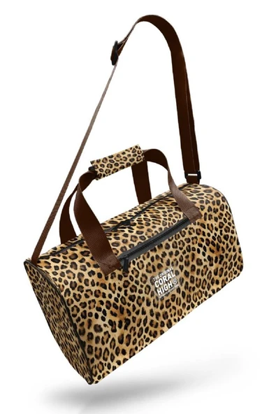 Coral High Kız Çocuk Spor ve Seyahat Çantası - Kahverengi Leopar Desenli - 27533 - Resim 4