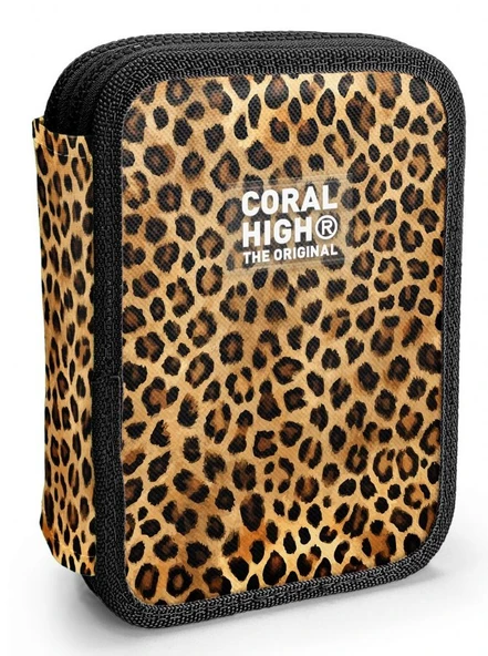 Coral High İki Katlı Düzenleyici Kalem Kutusu - Kahverengi Leopar, Kız Çocuk/Kadın, Kahverengi Leopar ürün görseli 1