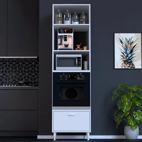 Modilayn AYQ (60x217x56 cm) Boyutunda Ankastre 1 Kapaklı Mini/Midi Mikrodalga Fırın Dolabı ürün görseli 1