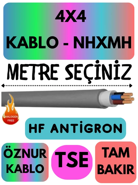 Öznur 4X4 NHXMH (ALEV İLETMEZ) Kablo Metre Seçenekli (Gri) ürün görseli 1
