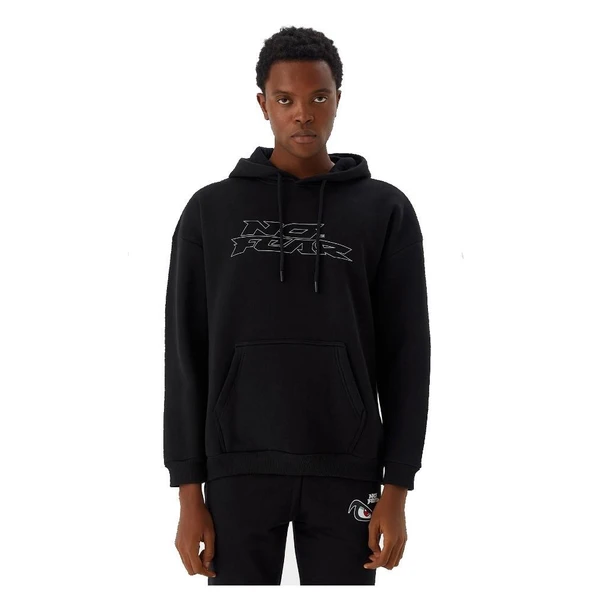 No Fear Erkek Sweatshirt Kapüşonlu Siyah Melanj M500271 ürün görseli 1